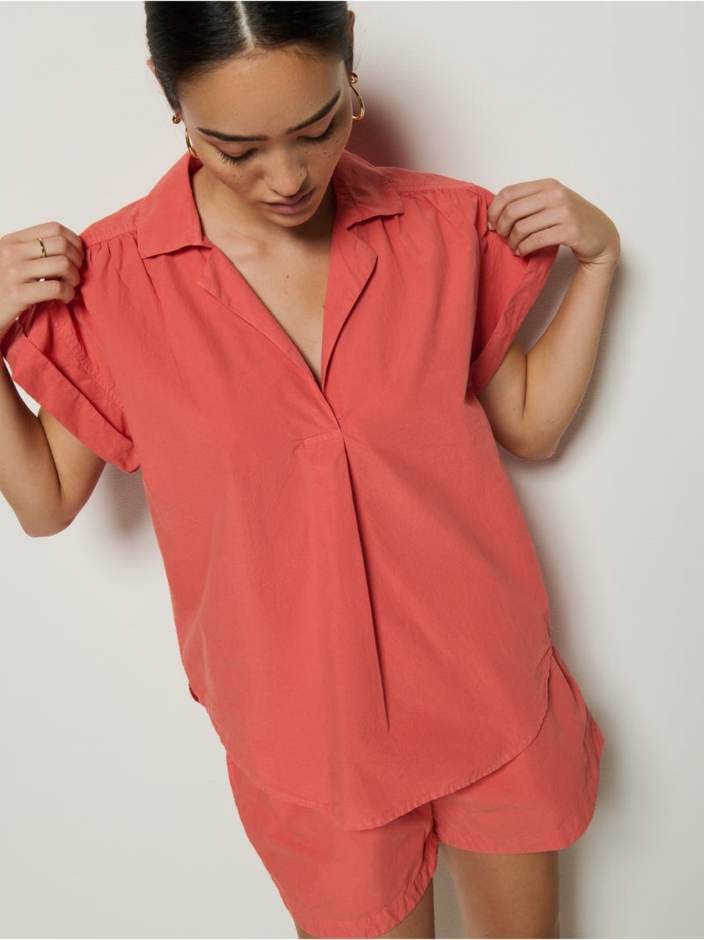 NEW Nation Los Angeles Elliot Shirt in Coral Kiss Size XS